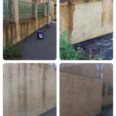 Nettoyage d un muret sur la commune de puget ville