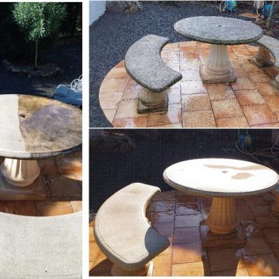 Nettoyage d une table  béton sur la commune de la bouverie