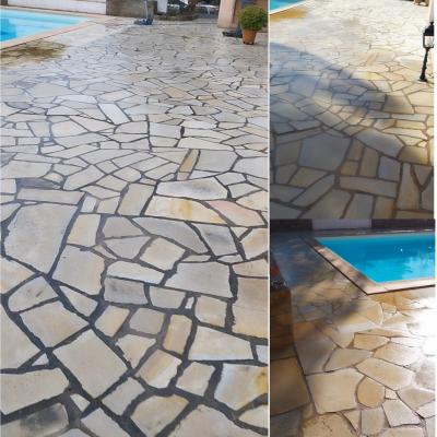 Nettoyage d un dallage en pierre naturelle sur la commune de roquebrune