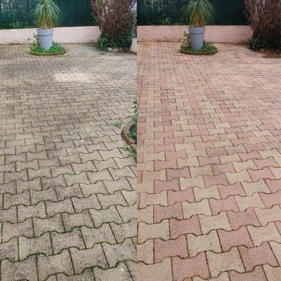 Nettoyage plus traitement de pavé autobloquant sur soleils pont